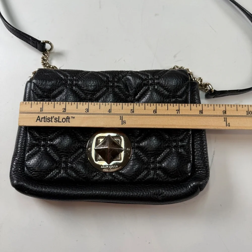 Kate Spade Black Quilted Leather Crossbody Bag Chain Strap Purse